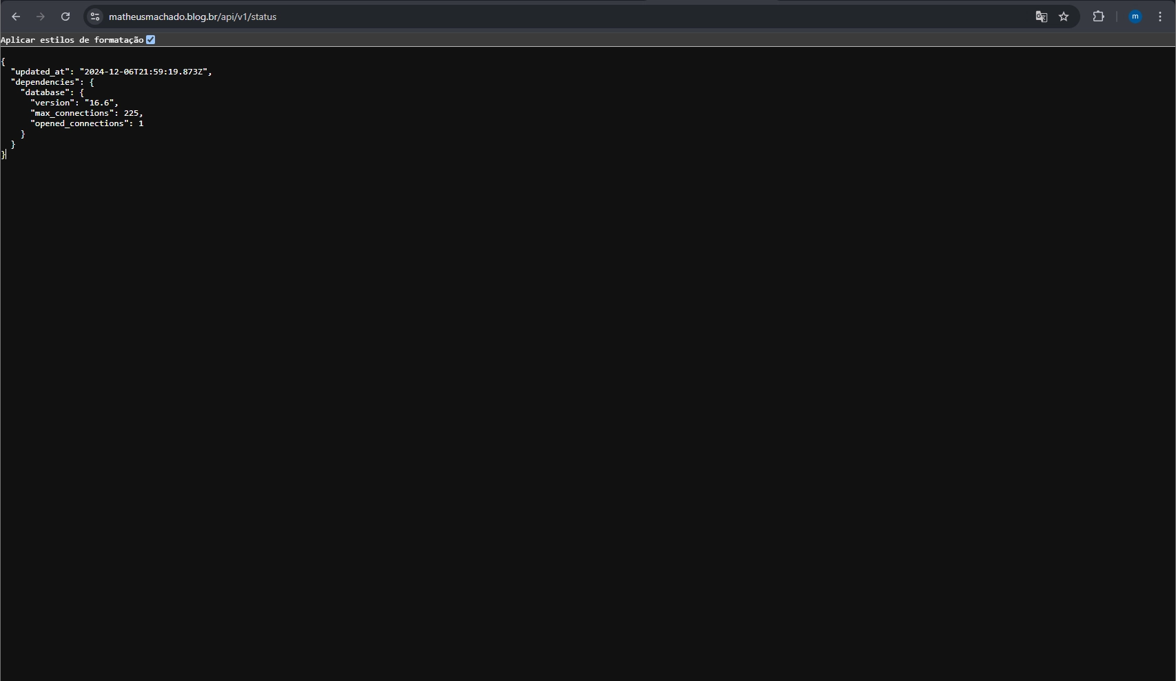 Screenshot da pagina do site matheusmachado.blog
